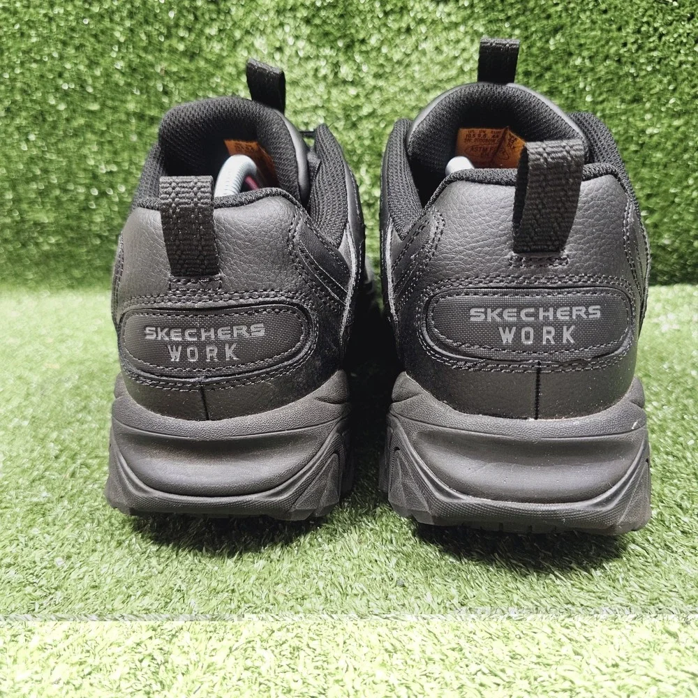 Skechers Work Soft Stride Black Leather Athletic Comfort Sneakers Mens Size 10.5